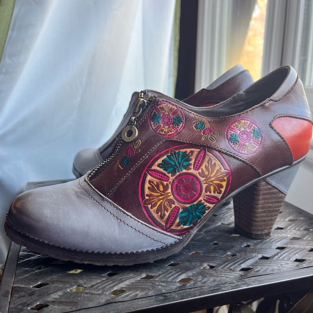 Colorful Artistic Leather Booties by L’Artiste
